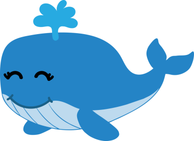 Beyaz arka planda sevimli balina, vektör, illüstrasyon.