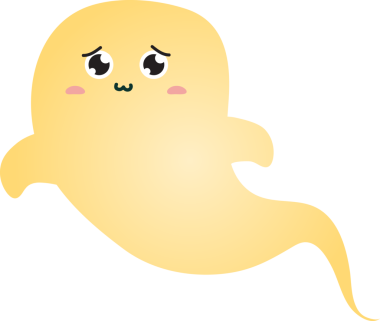 Sarı hayalet çizgi film ikonu, sevimli kawaii tarzı.