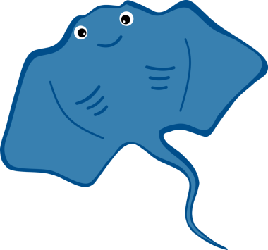 Şirin vatoz karikatür, balık deniz hayvanı.