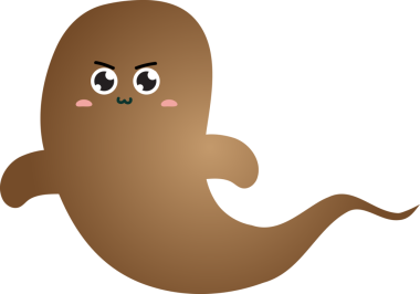 Şirin kahverengi hayalet çizgi film vektör çizimi izole edilmiş tasarım