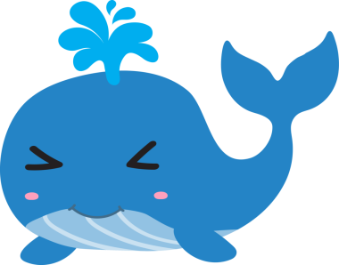 Beyaz arka planda sevimli balina, vektör, illüstrasyon