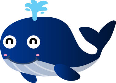 Şirin gülümseyen balina, illüstrasyon, beyaz arkaplanda vektör