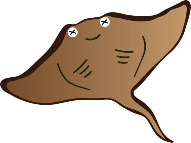 Şirin vatoz karikatür, balık deniz hayvanı.