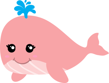 Tatlı çizgi film balinası. vektör illüstrasyonu.