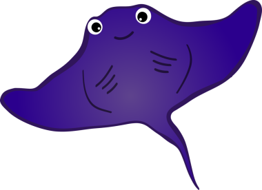 Şirin vatoz karikatür, balık deniz hayvanı.