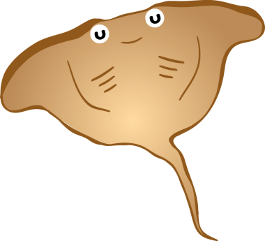 Şirin vatoz karikatür, balık deniz hayvanı.