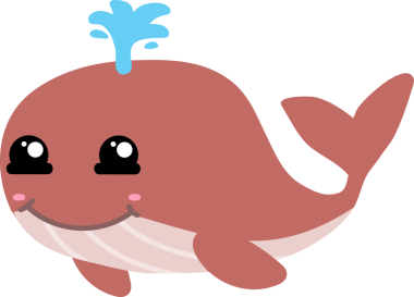 Tatlı çizgi film balinası. vektör illüstrasyonu