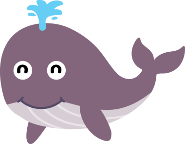 Sevimli balina, illüstrasyon, beyaz arka plan vektör.