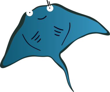 Şirin vatoz karikatür, balık deniz hayvanı.