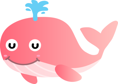 Beyaz arkaplanda sevimli balina, vektör çizimi