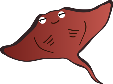 Şirin vatoz karikatür, balık deniz hayvanı.