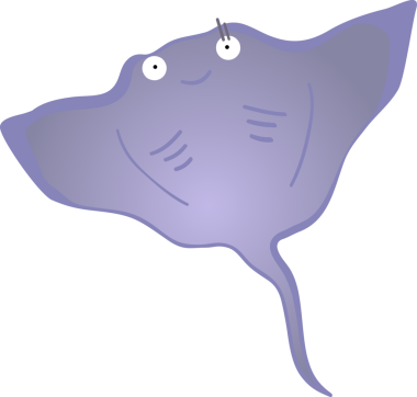 Şirin vatoz karikatür, balık deniz hayvanı.