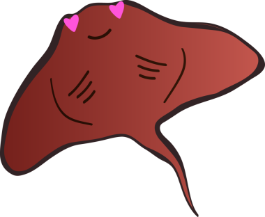 Şirin vatoz karikatür, balık deniz hayvanı.