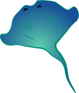 Şirin vatoz karikatür, balık deniz hayvanı.