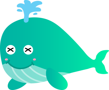 Komik ve sevimli mavi balina beyaz arka planda izole edilmiş büyük gözlü vektör karikatür çizimi.