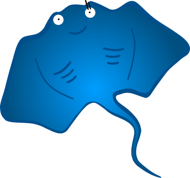 Şirin vatoz karikatür, balık deniz hayvanı.