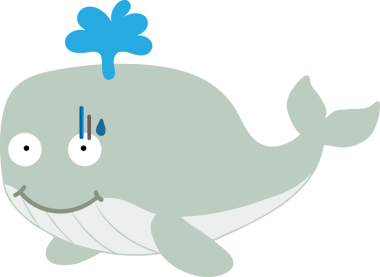 Komik balinanın vektör karikatür çizimi. beyaz arkaplanda izole.