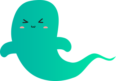 Beyaz arkaplanda bir hayaletin şirin çizgi film çizimi