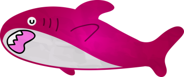 Beyaz arkaplanda izole edilmiş pembe balık çizgi film karakteri çizimi