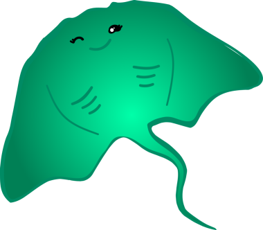 Şirin vatoz karikatür, balık deniz hayvanı.