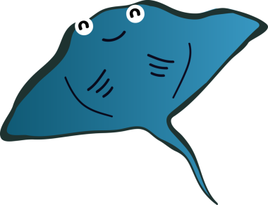 Şirin vatoz karikatür, balık deniz hayvanı.