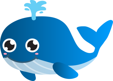 Şirin mavi balina çizgi filmi. vektör illüstrasyonu.