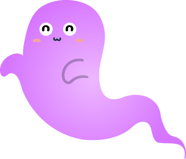 Beyaz arka planda izole edilmiş sevimli çizgi film hayaleti..