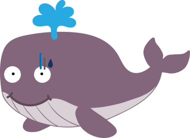 Beyaz arka planı olan çizgi film balinası.