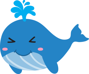 Büyük gözlü şirin balina. vektör illüstrasyonu