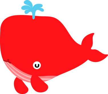 vektör kırmızı balina çizgi film karakteri. Sevimli hayvan çizgi filmi karakteri.