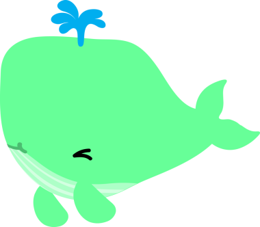 Büyük yeşil gözleri olan sevimli çizgi film balinası