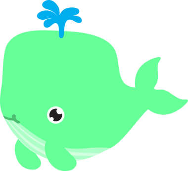 Yeşil gözlü balina, illüstrasyon, beyaz arka planda vektör