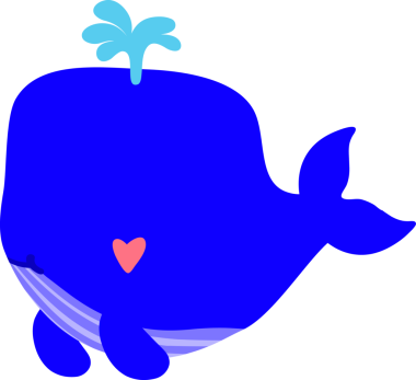 Beyaz arka planda sevimli balina