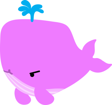 Sevimli pembe balina, illüstrasyon, beyaz arka plan vektör.