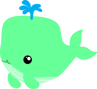 şirin karikatür balinası, illüstrasyon, beyaz arkaplanda vektör.