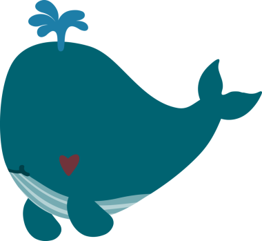 Yürekli şirin balina, vektör çizimi