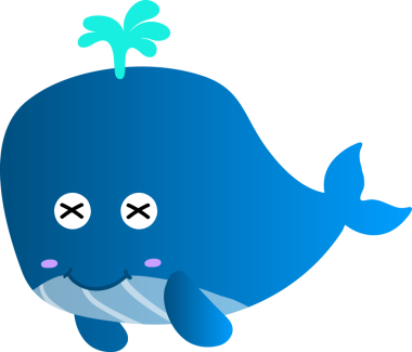 Şirin mavi balina çizgi film vektör çizimi izole edildi