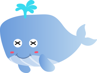 Şirin mavi balina çizgi filmi. Vektör illüstrasyonu beyaz arkaplanda izole edildi