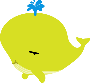 beyaz arkaplanda çizgi film balinası, vektör illüstrasyonu