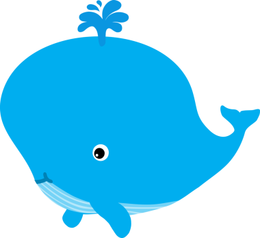 şirin karikatür balinası, illüstrasyon, beyaz arkaplanda vektör.