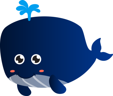 Beyaz arka planda sevimli balina