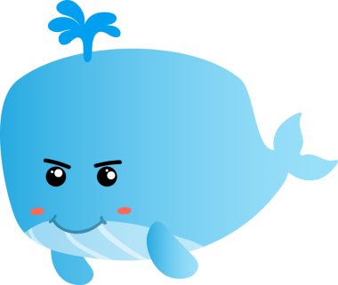 Mavi gözlü şirin mavi balina. vektör illüstrasyonu.