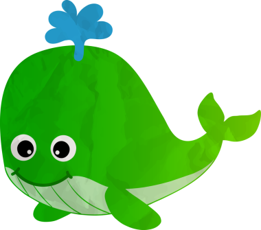 şirin yeşil balina, illüstrasyon, beyaz arkaplanda vektör.