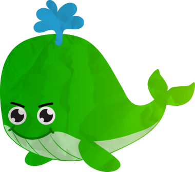 şirin yeşil yunus çizgi film vektör çizimi