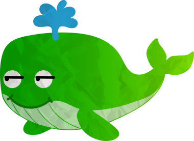 Beyaz arka planda çizgi film balinası