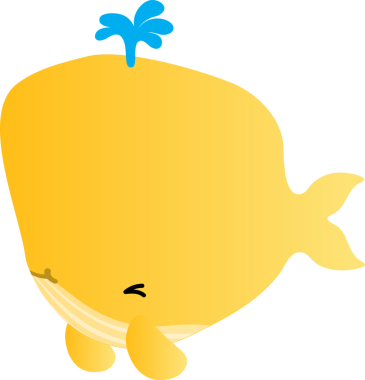 Çizgi filmdeki mavi gözlü sarı balığın vektör çizimi