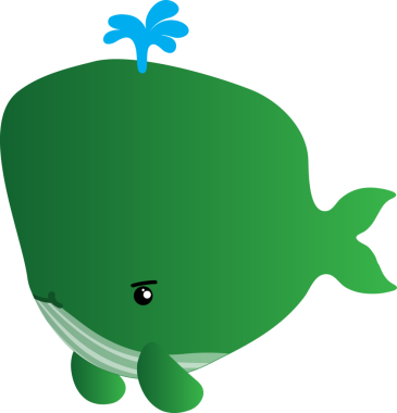şirin yeşil balina, illüstrasyon, beyaz arkaplanda vektör.