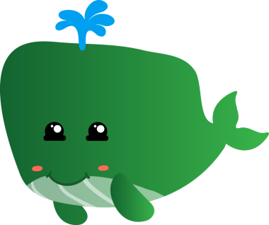 Şirin yeşil balina çizgi film karakter vektör sanatı