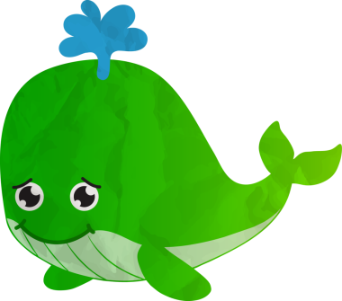 Mavi gözlü şirin balina, beyaz arkaplanda izole edilmiş.