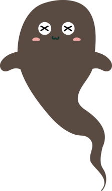 Karikatür hayaleti beyazda izole edilmiş.